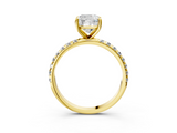 Yellow gold Cushion Cut Diamond Pavé Band Solitaire with Four-Prong Setting_7