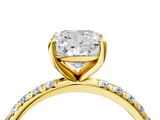 Yellow gold Cushion Cut Diamond Pavé Band Solitaire with Four-Prong Setting_8