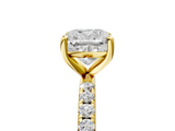 Yellow gold Cushion Cut Diamond Pavé Band Solitaire with Four-Prong Setting_9
