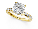 Yellow gold Cushion Cut Diamond Pavé Band with Four-Prong Setting_52