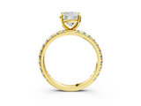 Yellow gold Cushion Cut Diamond Pavé Band with Four-Prong Setting_54