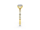 Yellow gold Cushion Cut Diamond Pavé Band with Six-Prong Setting_2