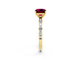 Yellow gold Cushion Cut Diamond Pavé Band with Six-Prong Setting_2