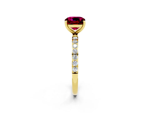 Yellow gold Cushion Cut Diamond Pavé Band with Six-Prong Setting_2