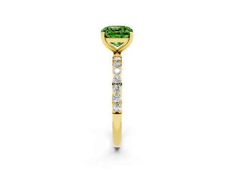 Yellow gold Cushion Cut Diamond Pavé Band with Six-Prong Setting_2