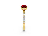 Yellow gold Cushion Cut Diamond Pavé Band with Six-Prong Setting_2