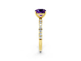 Yellow gold Cushion Cut Diamond Pavé Band with Six-Prong Setting_2