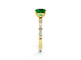 Yellow gold Cushion Cut Diamond Pavé Band with Six-Prong Setting_2