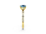 Yellow gold Cushion Cut Diamond Pavé Band with Six-Prong Setting_2
