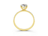 Yellow gold Cushion Cut Diamond Pavé Band with Six-Prong Setting_3