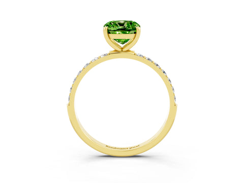 Yellow gold Cushion Cut Diamond Pavé Band with Six-Prong Setting_3