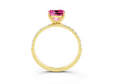 Yellow gold Cushion Cut Diamond Pavé Band with Six-Prong Setting_3