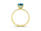 Yellow gold Cushion Cut Diamond Pavé Band with Six-Prong Setting_3
