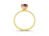 Yellow gold Cushion Cut Diamond Pavé Band with Six-Prong Setting_3