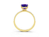 Yellow gold Cushion Cut Diamond Pavé Band with Six-Prong Setting_3