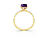 Yellow gold Cushion Cut Diamond Pavé Band with Six-Prong Setting_3