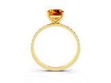 Yellow gold Cushion Cut Diamond Pavé Band with Six-Prong Setting_3