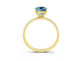 Yellow gold Cushion Cut Diamond Pavé Band with Six-Prong Setting_3