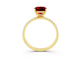 Yellow gold Cushion Cut Diamond Pavé Band with Six-Prong Setting_3