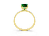 Yellow gold Cushion Cut Diamond Pavé Band with Six-Prong Setting_3