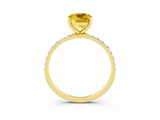 Yellow gold Cushion Cut Diamond Pavé Band with Six-Prong Setting_3