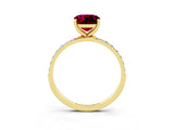 Yellow gold Cushion Cut Diamond Pavé Band with Six-Prong Setting_3