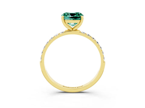 Yellow gold Cushion Cut Diamond Pavé Band with Six-Prong Setting_3