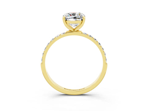 Yellow gold Cushion Cut Diamond Pavé Band with Six-Prong Setting_3