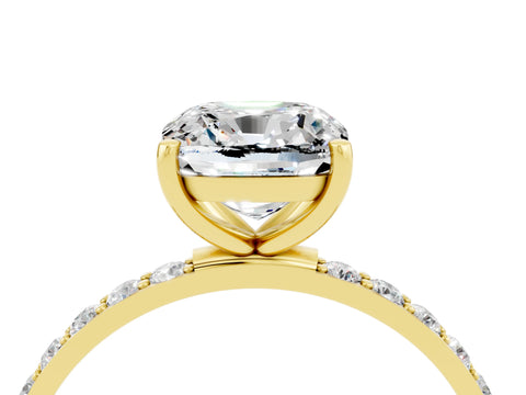 Yellow gold Cushion Cut Diamond Pavé Band with Six-Prong Setting_4