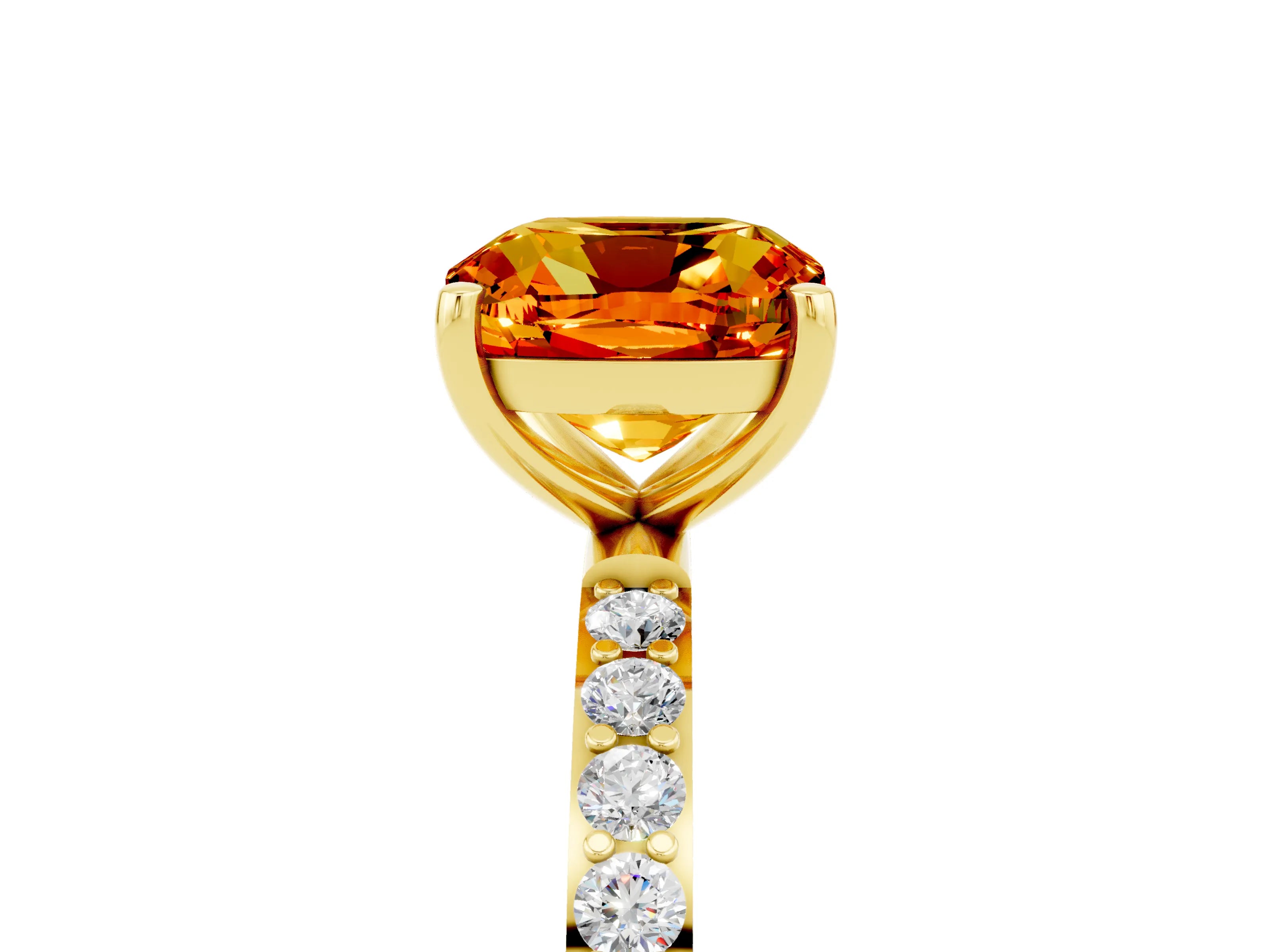 Yellow gold Cushion Cut Diamond Pavé Band with Six-Prong Setting_5