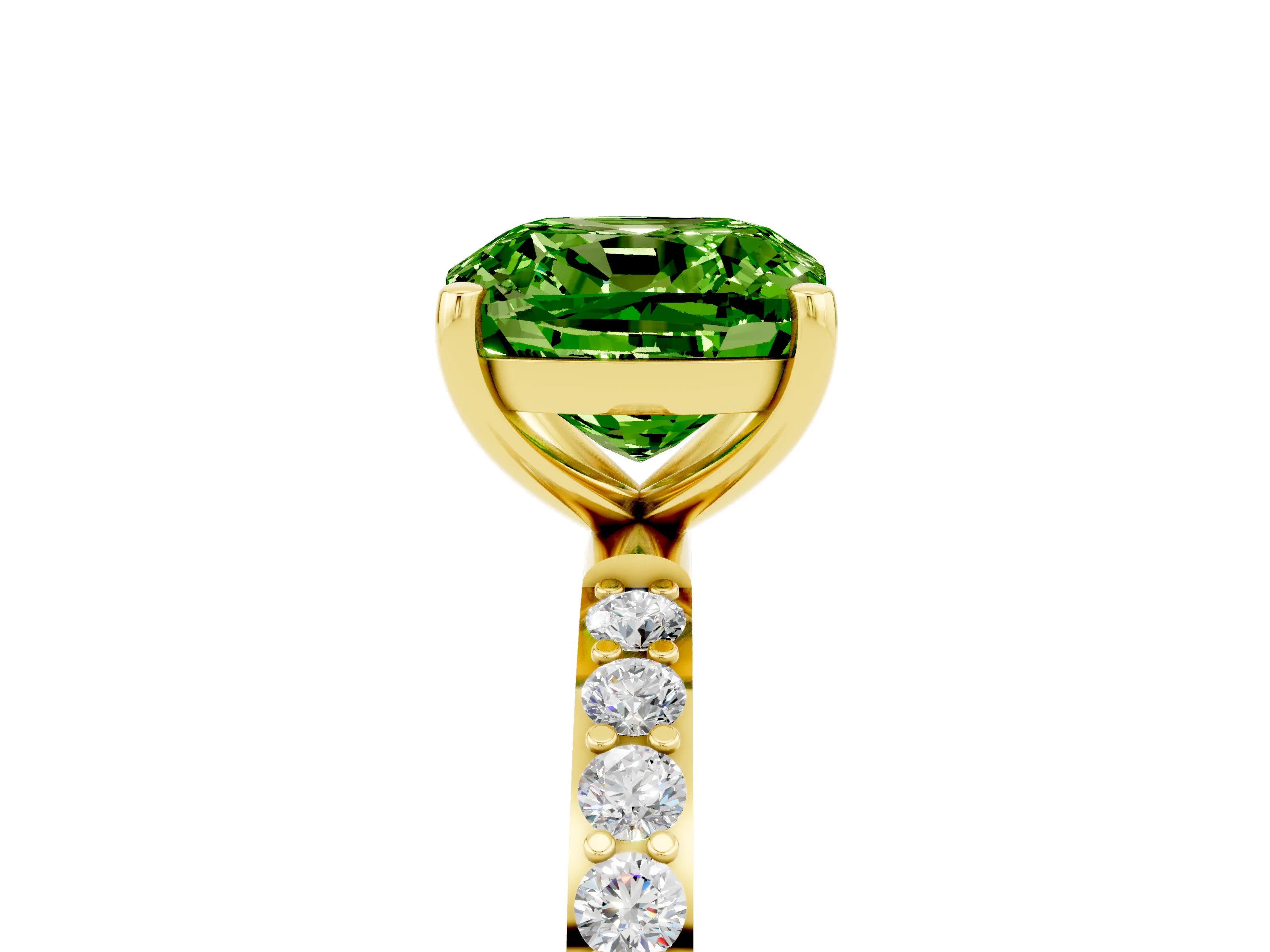 Yellow gold Cushion Cut Diamond Pavé Band with Six-Prong Setting_5