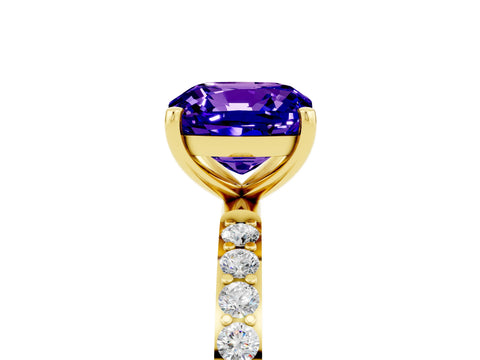 Yellow gold Cushion Cut Diamond Pavé Band with Six-Prong Setting_5