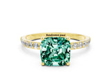 Yellow gold Cushion Cut Diamond Pavé Band with Six-Prong Setting
