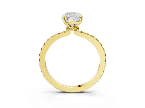 Yellow gold Cushion Cut Diamond Pavé Engagement Ring with Round with Yellow Sapphire side stone Accents and Prong Setting_3