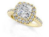 Yellow gold Cushion Cut Diamond Pavé Halo Ring with Four-Prong Setting_37