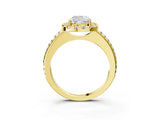 Yellow gold Cushion Cut Diamond Pavé Halo Ring with Four-Prong Setting_39