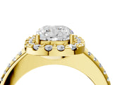 Yellow gold Cushion Cut Diamond Pavé Halo Ring with Four-Prong Setting_40