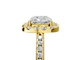 Yellow gold Cushion Cut Diamond Pavé Halo Ring with Four-Prong Setting_41