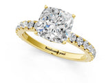 Yellow gold Cushion Cut Diamond Pavé Solitaire Engagement Ring with Four-Prong Setting_79