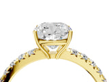 Yellow gold Cushion Cut Diamond Pavé Solitaire Engagement Ring with Four-Prong Setting_82