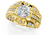 Yellow gold Cushion Cut Diamond Pave Art Deco Split Shank Ring with Four-Prong Setting_10