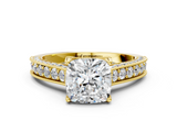 Yellow gold Cushion Cut Diamond Pave Band with Four-Prong Setting_20