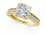 Yellow gold Cushion Cut Diamond Pave Band with Four-Prong Setting_21