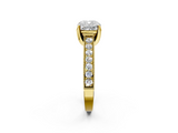 Yellow gold Cushion Cut Diamond Pave Band with Four-Prong Setting_22