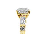 Yellow gold Cushion Cut Diamond Ring with Baguette Side Stones, Channel Set Band, and Four-Prong Setting_30