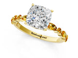 Yellow gold Cushion Cut Diamond Ring with Marquise and Round with Citrine side stone Side Stones and Four-Prong Setting_13