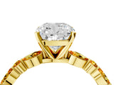 Yellow gold Cushion Cut Diamond Ring with Marquise and Round with Citrine side stone Side Stones and Four-Prong Setting_16