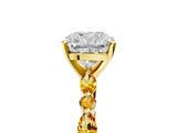 Yellow gold Cushion Cut Diamond Ring with Marquise and Round with Citrine side stone Side Stones and Four-Prong Setting_17