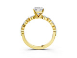 Yellow gold Cushion Cut Diamond Ring with Marquise and Round with Moissanite side stone Side Stones and Four-Prong Setting_63