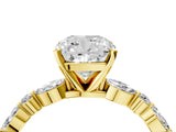 Yellow gold Cushion Cut Diamond Ring with Marquise and Round with Moissanite side stone Side Stones and Four-Prong Setting_64